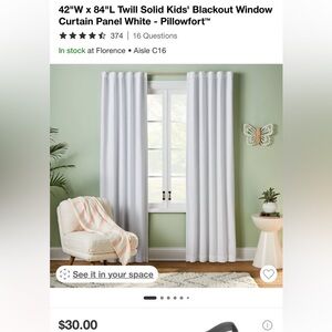 Pillowfort White Curtains (Set of 2) Light Airy Accents